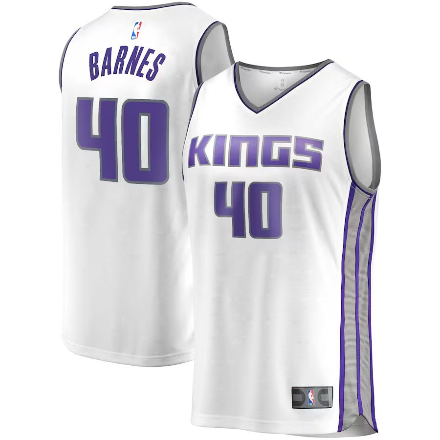 Men Sacramento Kings #40 Harrison Barnes Fanatics Branded White Fast Break Replica Player NBA Jersey